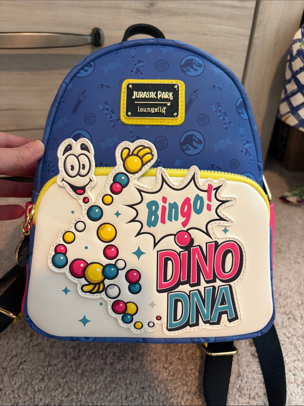 Loungefly Jurassic Park Bingo Dino DNA mini backpack